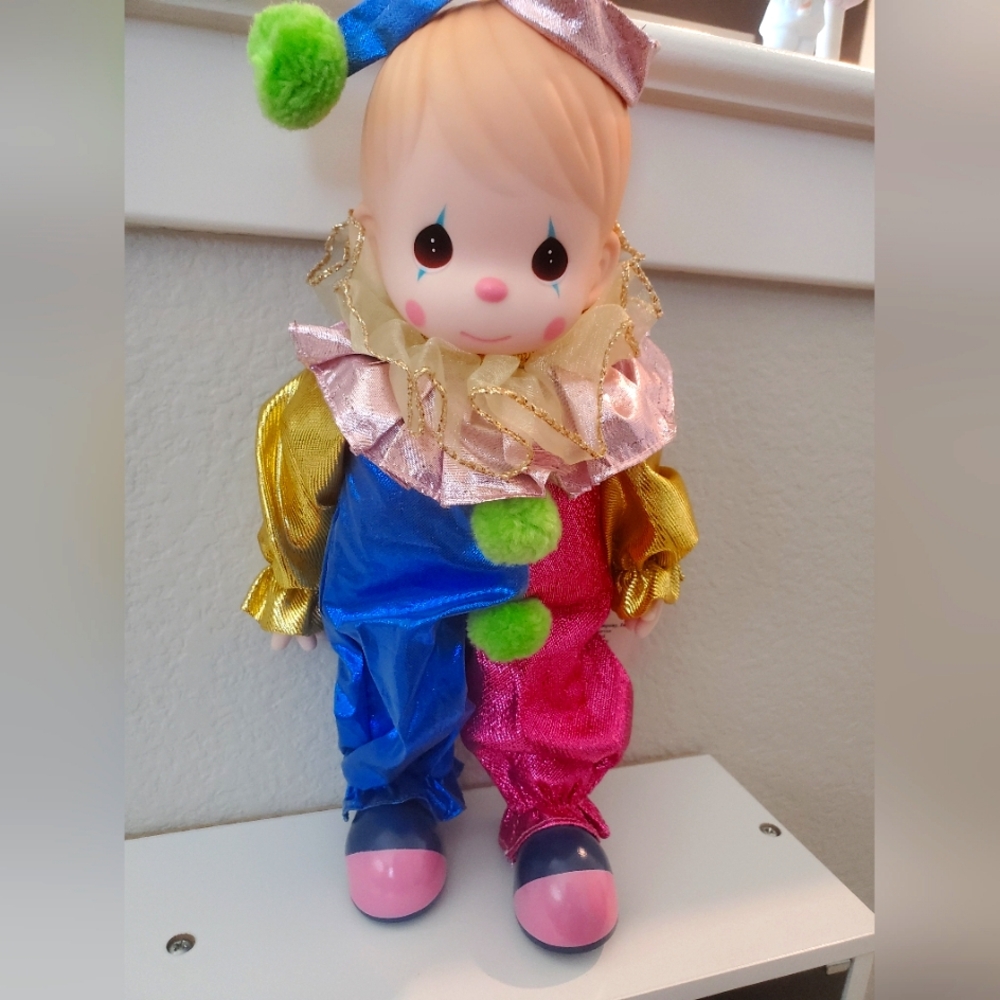 Precious Moments Colorful Clown Doll with Blue and Pink Outfit